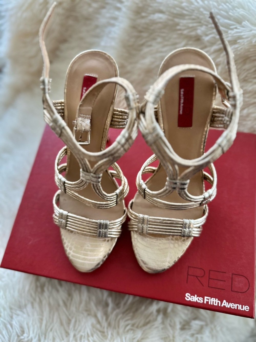 Saks Fifth Avenue (Red) Gold Metallic Heels